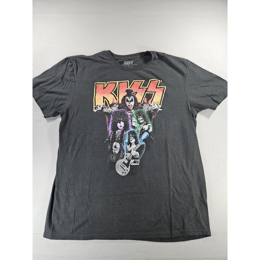Official KISS T-Shirt Mens XL Neon Graphic Rock Band Black Tee 2019 Epic Rights